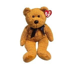 Vintage 1999 Ty Beanie Buddy Fuzz Brown Bear Plush Stuffed Animal